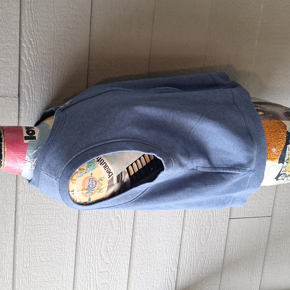 Vintage Hanes Her Way sleeveless cropped sweatshirt vest cardigan blue size XL - Picture 5 of 7